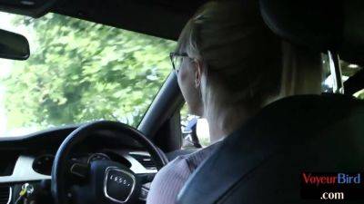 21yo voyeur GF teases her BF who jerks cock outdoor by car - txxx.com