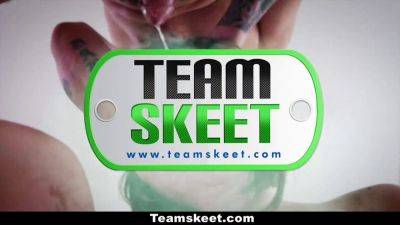 Check out the hottest compilation of hot blonde teen's hairy pussy and big tits getting facialized in Team Skeet - sexu.com