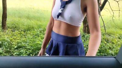 I Suck My Stepbrother In Public Outdoors And Then He Fucks Me Hard - voyeurhit.com