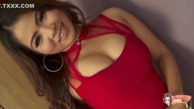 A Scanty Red Dress Just Flies Off Of This Beauty When Her Stud Show Up - hotmovs.com