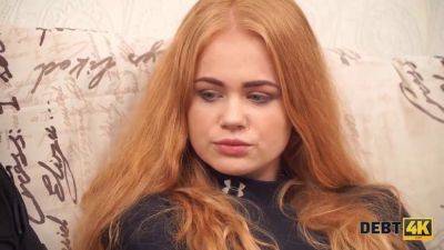 Redhead teen with sexy hair agrees to pay for big TV with her tight holes - sexu.com - Russia
