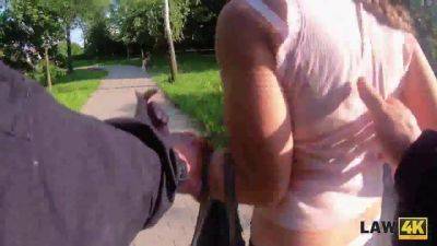 Sofia - Sofia Lee gets frisky in the park and gets punished with doggystyle security officer action - sexu.com