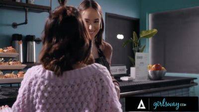 Petite Brunette Passionately Fucks Her Barista Girlfriend While Shes Working With Aria Valencia And Hazel Moore - hotmovs.com