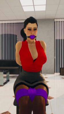 Purple Ballgagged Videogame Girl Tied To Chair - upornia.com