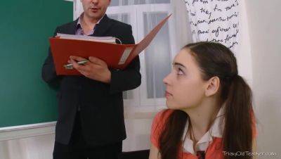Cute Teenager Julia's Risqué Language Exam with the Old Teacher - porntry.com