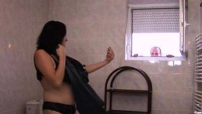 Bathroom femdoms pegging voyeur in 3some - drtuber.com
