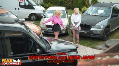 Sneaky blonde used car salesgirl with big tits gets creampied in doggystyle - sexu.com