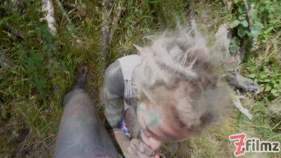Sucking Cock - Dick Sucking - Tattooed slut goes wild on camera and gives a sloppy blowjob in the great outdoors - sexu.com