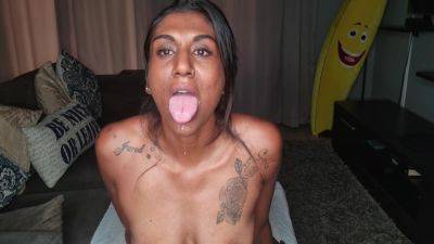 On The Couch - Desi Sits Drooling As She Sticks Out And Wiggles Her Tongue Around - desi-porntube.com