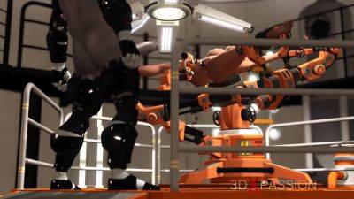 Fuck machine & crazy sex. Male android plays with a horny girl in restraints - txxx.com
