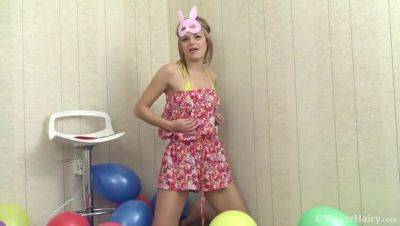 Blonde Ayda's Easter Erotic Balloon Striptease - veryfreeporn.com