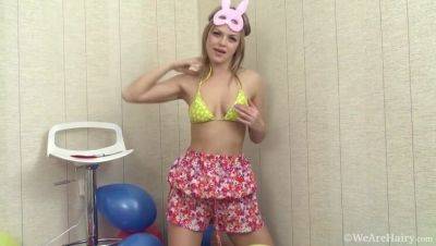 Blonde Ayda's Easter Erotic Balloon Striptease - veryfreeporn.com