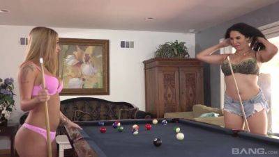 Missy Martinez - Kat Dior - Kat Dior & Missy Martinez: Lesbian Play with Big Toys on Pool Table - veryfreeporn.com