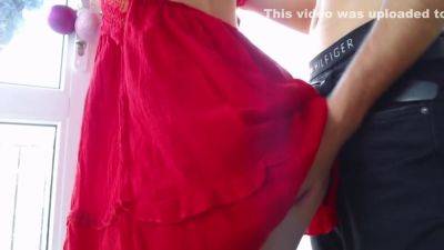 Slender Girl In A Red Dress Fucked Doggystyle And Cum On Her Ass - hclips.com