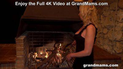 Granny’s First Double Penetration near the Fire Place for GrandMams - txxx.com