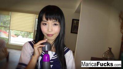 Marica, the sexy Japanese schoolgirl, masturbates through the house before getting drilled hard - sexu.com - Japan