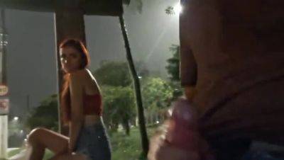 Risky Hand Job on the Street for Redhead at Bus Stop - porntry.com