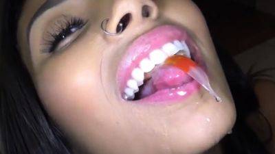 Hungry woman devours goldfish at dawn - Vore Fish - drtuber.com