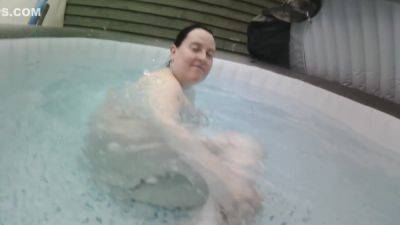 Brunette Wife With Big Breasts Naked In The Hot Tub - hclips.com - Britain