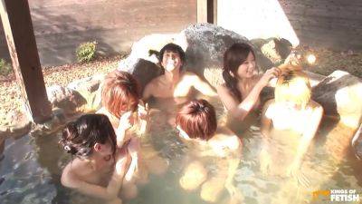 Group Of Japanese Babes Get Banged Outside In The Water By More Guys - hotmovs.com - Japan