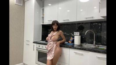 New - Gorgeous big-titted babe Kitty Kriss pleasures herself in the kitchen, awaiting her lover - veryfreeporn.com