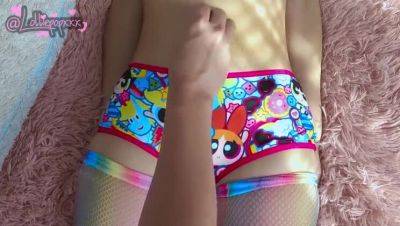 Petite 18-year-old girlfriend, Lolliepopxxxx, excitedly shows off her favorite cartoon character panties - veryfreeporn.com