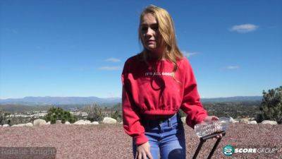 Hitchhiking Teen Natalie Knight Cums in the Backseat of a Car - hotmovs.com