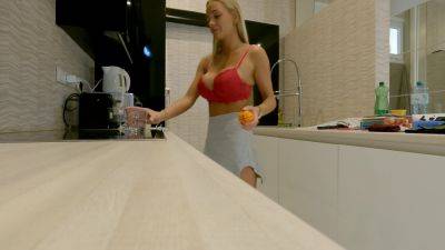 Sexy And Wife Wears A Miniskirt Without Any Underwear To Show Her Tight Juicy Wet Shaved Pussy - Horny Blonde - hclips.com