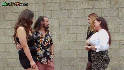 CFNM femdom group BJ and HJ by amateur British chicks - hotmovs.com - Britain