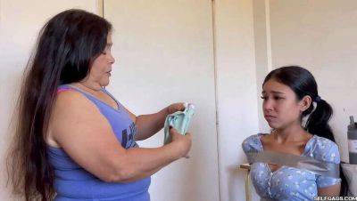 Tied Up - 18-Year-Old Beauty Restrained and Silenced by Kinky Grandma - porntry.com