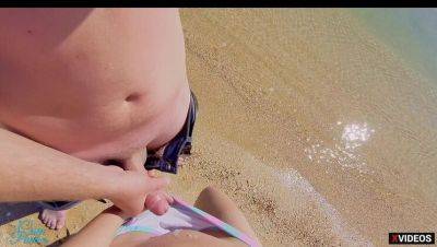 Stranger Cums in MILF's Panties on Beach - Public Handjob & Wet Kink - veryfreeporn.com