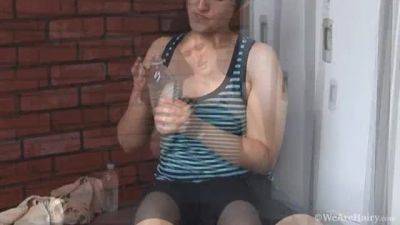 Hairy Laurel inserts her vibrator - WeAreHairy - hotmovs.com