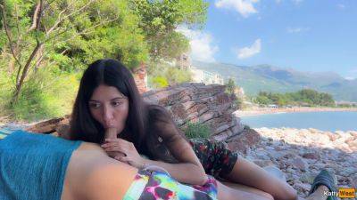 I Couldnt Pass By A Strangers Hard Cock And Jerked Him Off On A Public Beach With Katty West - hclips.com