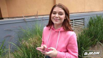 BJRAW Hot redhead Katerina Deville gets covered in cum - hotmovs.com