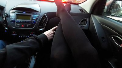 Step Mommy Teases Me With Her Nylon Legs In The Car - veryfreeporn.com - Germany - Britain - Spain - Romania