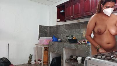 18+ Year Old Girl With Perfect Tits Completely Naked In The Kitchen. Real Homemade Video - desi-porntube.com - India