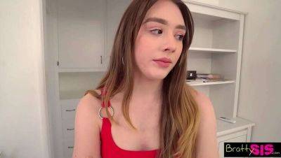 Step Sis Michelle Anthony Gets Deep Throat BJ & Cum in Mouth - Petite Brunette in Lingerie - veryfreeporn.com