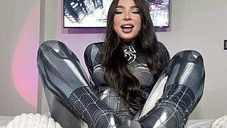Playing video games I get fucked by a spider woman fetish fulfilled with amazing deep blowjob - ah-me.com
