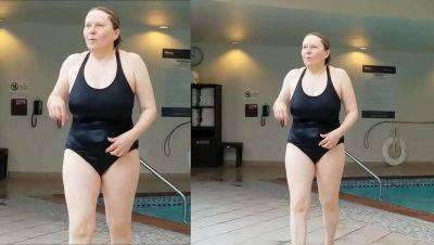 Hot Granny Marierocks Shows Off Her Curvy Body in Black Swimsuit at 66 - porntry.com