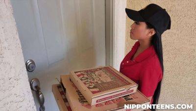 Ember Snow - Ember Snow Gets Stuck with Two Guys in Hot Delivery Threesome - Asian Teen Blowjob - veryfreeporn.com