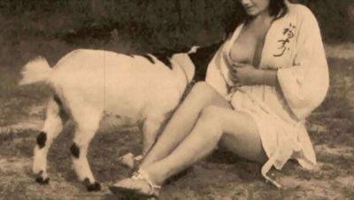Retro Hairy Pussy Outdoor Doggystyle with Natural Tits - veryfreeporn.com