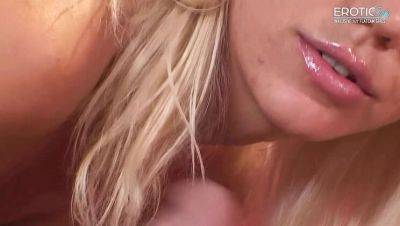 German Blonde MILF Kacey Villainess Teases with Close-Up Handjob and Huge Cumshot - porntry.com - Germany