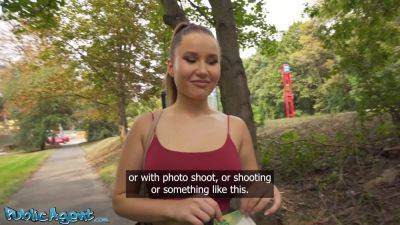Amalia Davis - Amalia Davis strips naked & fucks raw in public with her amazing natural tits - sexu.com - Czech Republic