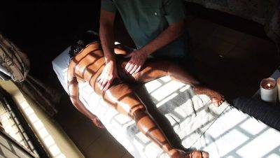 Ebony MILF Gets Oiled Up for a Special Massage with Older Man - porntry.com