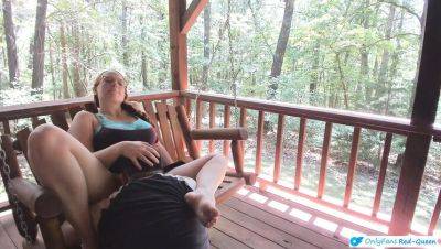 Ginger Milf - Ginger MILF Wife with Long Braids Gives Outdoor Blowjob and Pussy Licking on Porch - veryfreeporn.com - Usa