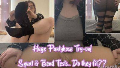 Sexy BBW SugarFlower Tries On Huge Pantyhose Haul - Squatting & Teasing in Glasses - porntry.com - Usa