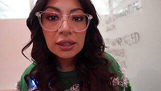 Horny office Christmas party hookup with big titty Latina coworker - Cami Strella + Lev Lieben - ah-me.com