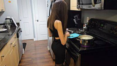 Petite Teen Step Sister in Black Dress Gets Fucked Hard on Kitchen Table - porntry.com