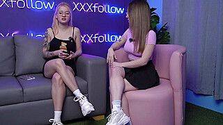 Double Blowjob - Emma Fiore and Dani Ortiz te indican como masturbarte entre besos calientes y tetas grandes XXXFollow - ah-me.com