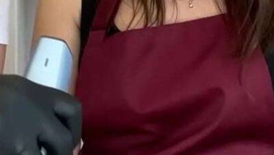 Blonde SugarNadya Gets a Huge Cumshot During Office Waxing Session - veryfreeporn.com